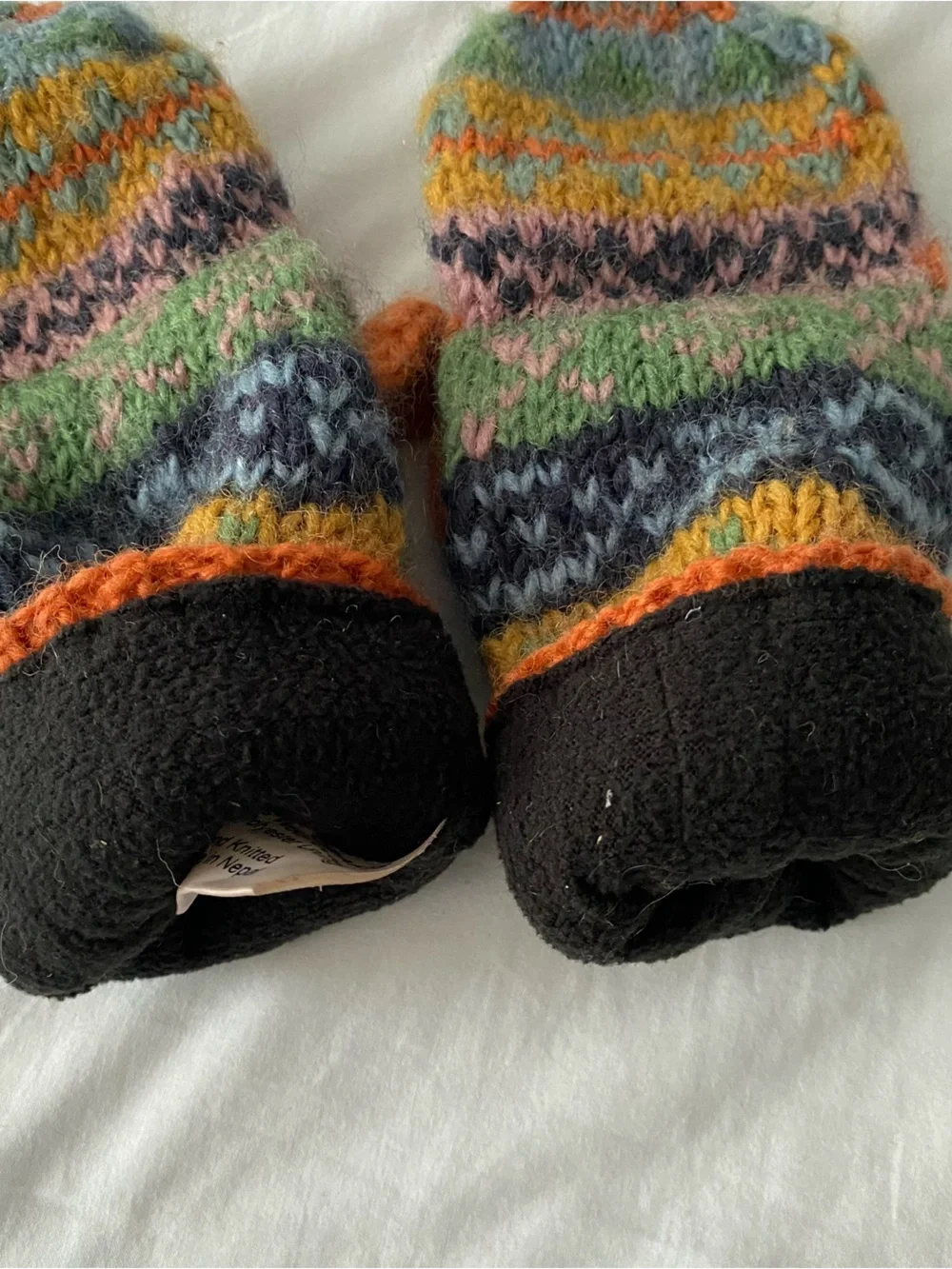 Nepa Crafts Mittens Womens OS Wool Exterior Polyester Lined Colorful Knit Flap